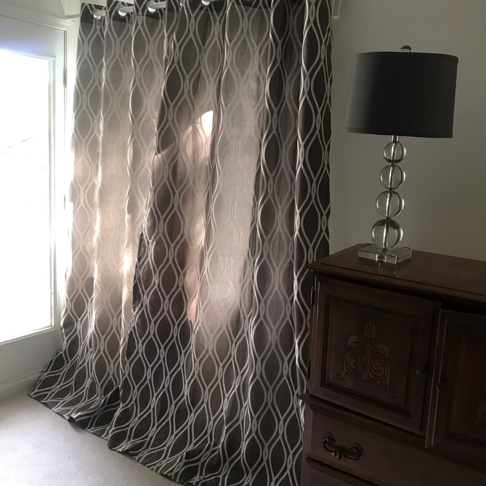 Urban Barn Grey Geometric Pattern Drapes - Grommet Style - 2 Panels = 1 Pair